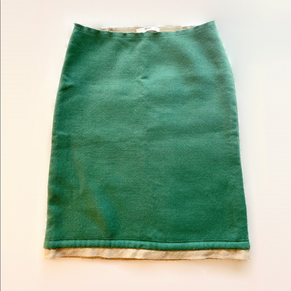 Prada green wool midi skirt Sz 38 | Runway